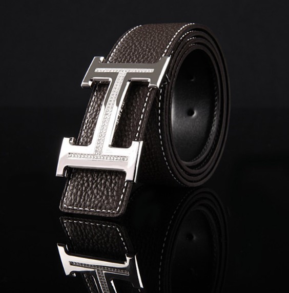 Hermes 2014 Classic Stripe Leather Reversible Black Belt 18k Sil